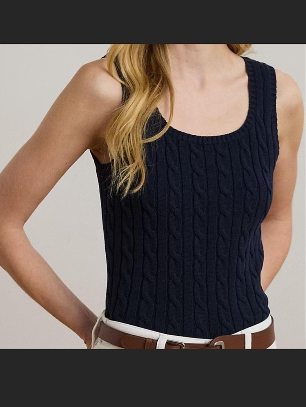 Ralph Lauren Navy Cable-Knit Tank